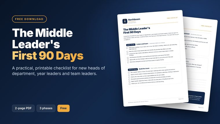 The Middle Leader's First 90 Days checklist
